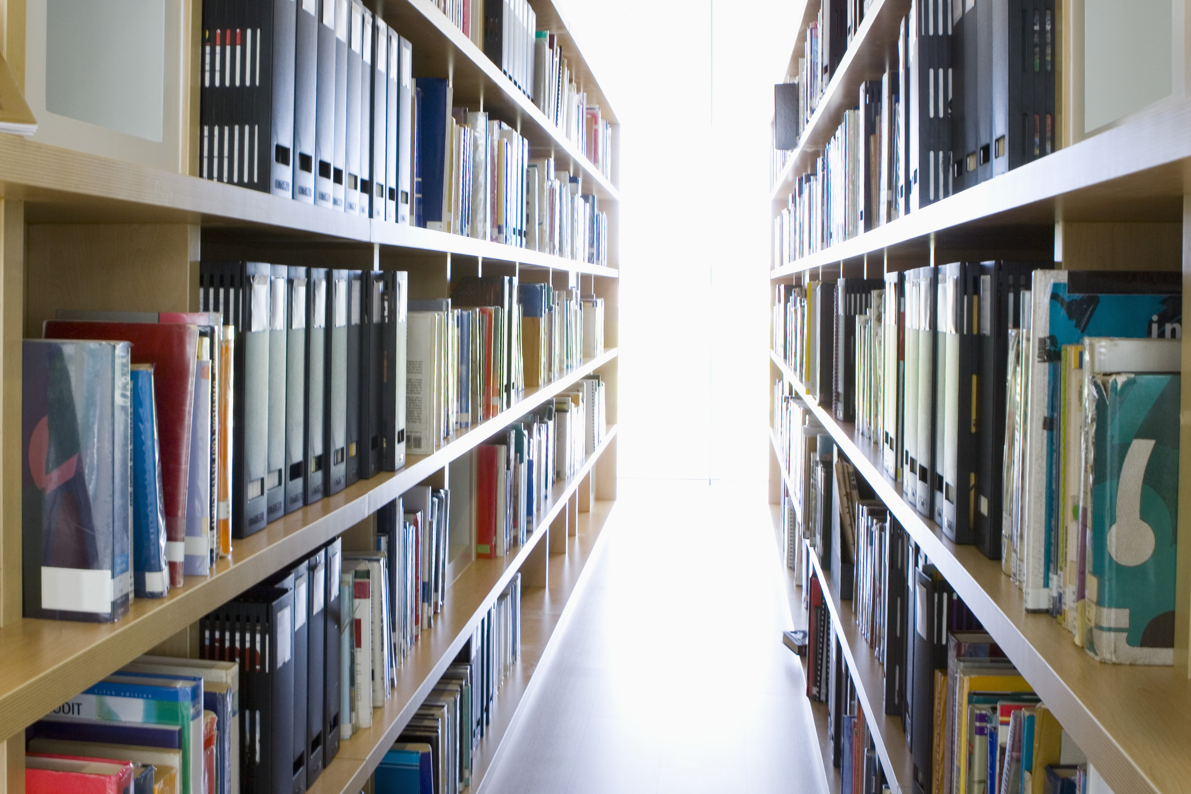 Shelves in library