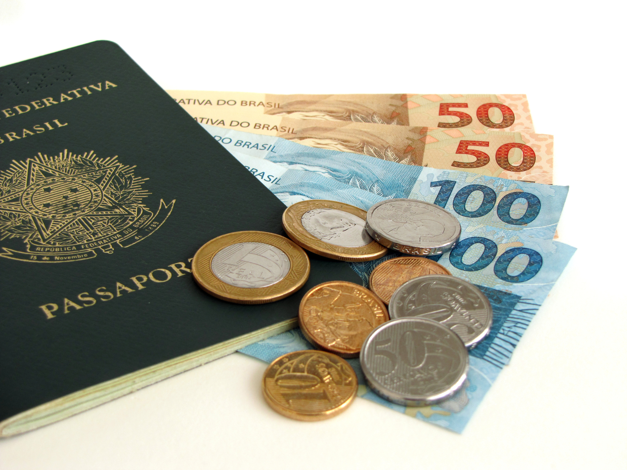 Brazilian passport and currency