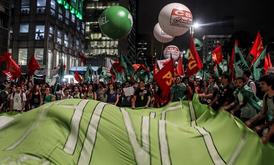 Manifestação de sindicatos de trabalhadores