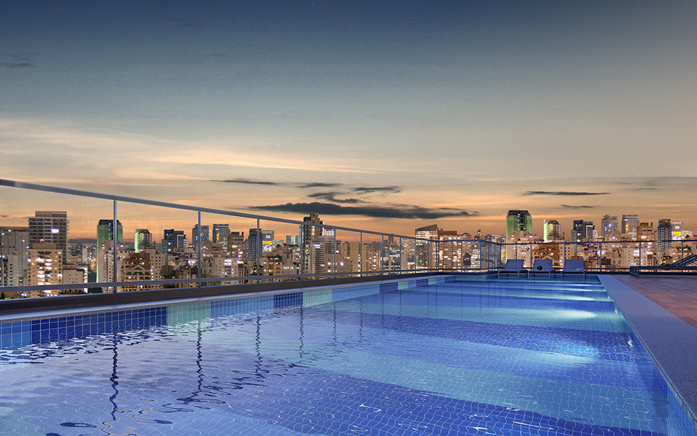 As áreas comuns têm playground, bicicletário, piscinas, espaço fitness entre outros.