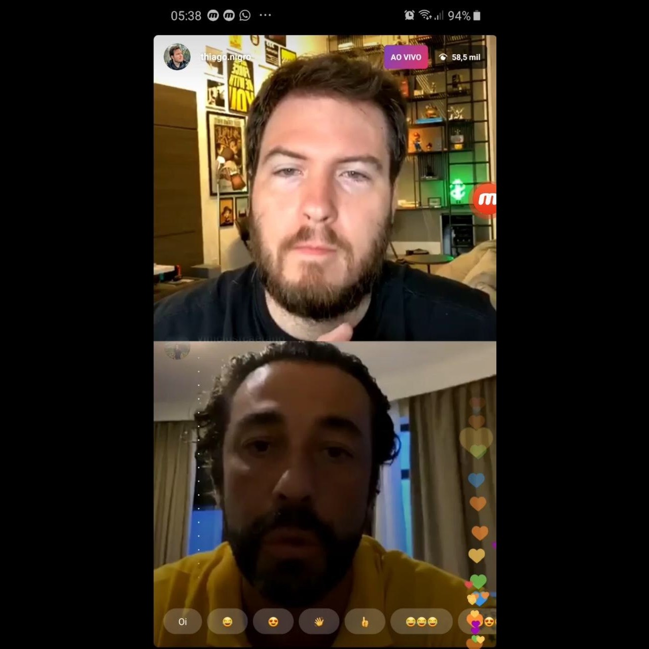 Thiago Nigro e João Adibe conversam em live do Primo Rico