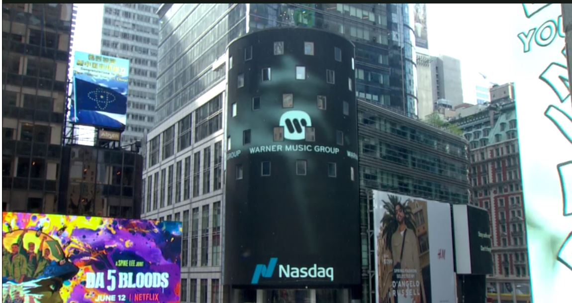 Warner Music - estreia na Nasdaq (Foto: Reprodução/Nasdaq)