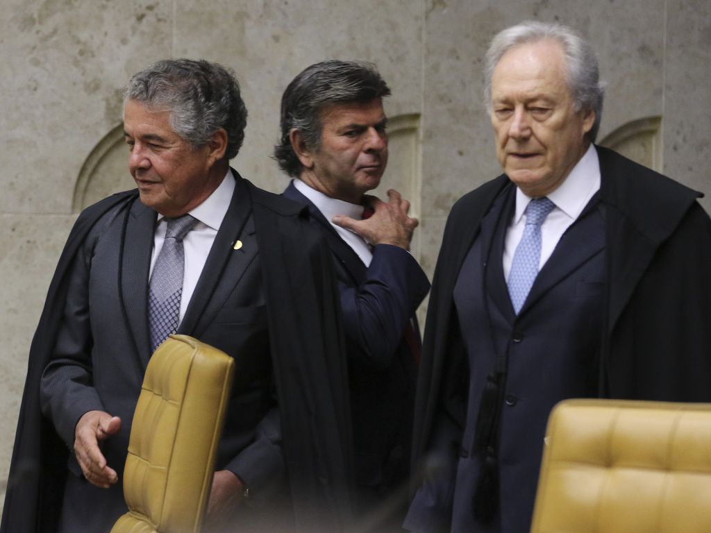 Os ministros Marco Aurélio Mello, Luiz Fux e Ricardo lewandowisk, durante julgamento da validade de prisão em segunda instância (Foto: Fabio Rodrigues Pozzebom/Agência Brasil)