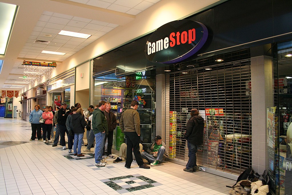 Fila na GameStop (crédito: Wikimedia Commons)