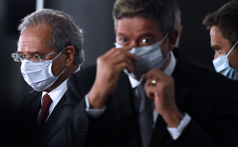 Ministro da Economia, Paulo Guedes, presidente da Câmara dos Deputados, Arthur Lira (FOTO: EDU ANDRADE/Ascom/ME)