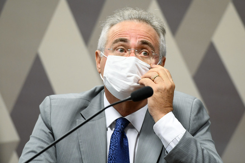 O senador Renan Calheiros (MDB-AL), durante sessão inaugural da CPI da Pandemia. (Foto: Jefferson Rudy/Agência Senado)