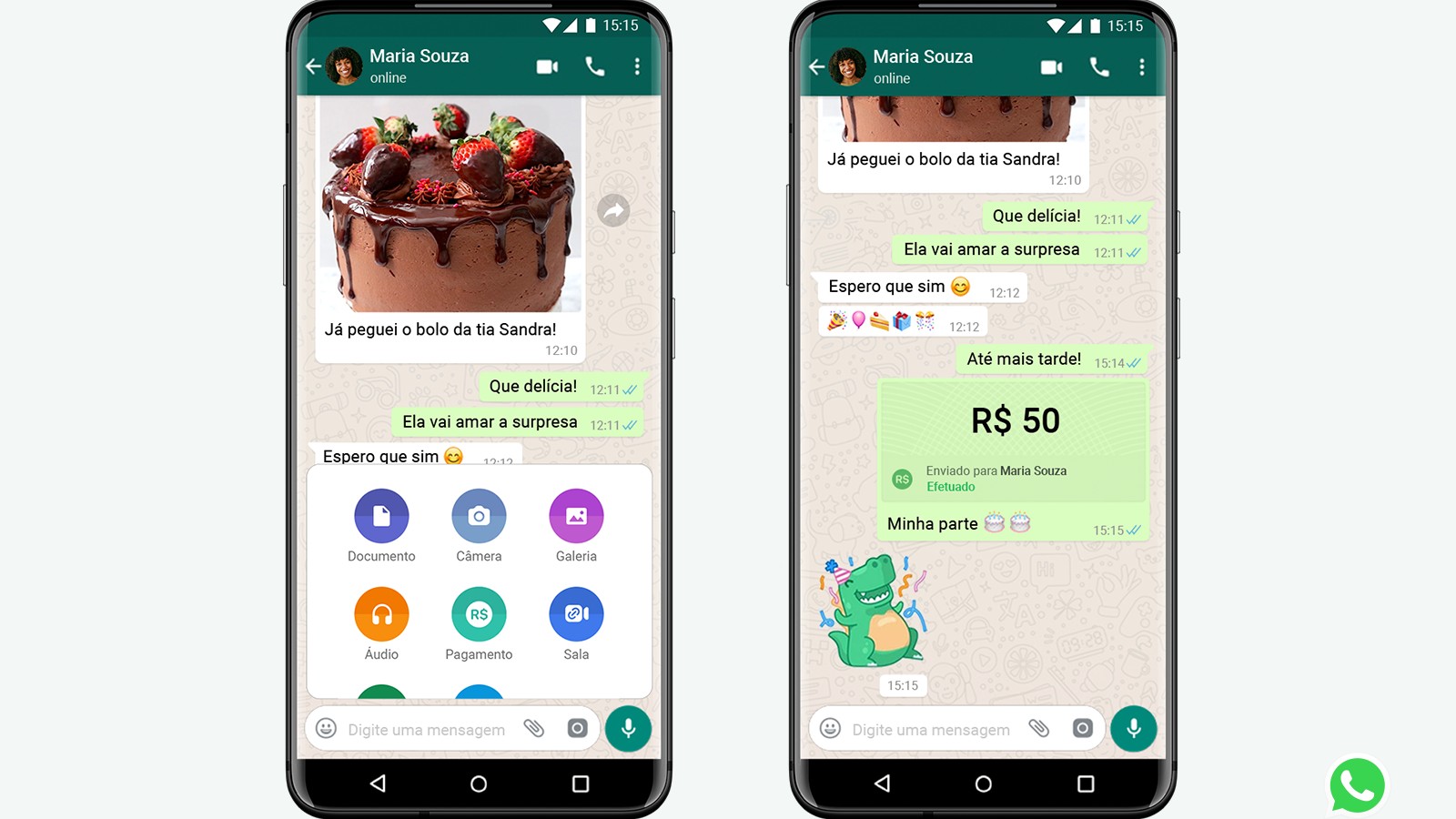 Exemplo de pagamento pelo WhatsApp (Divulgação)