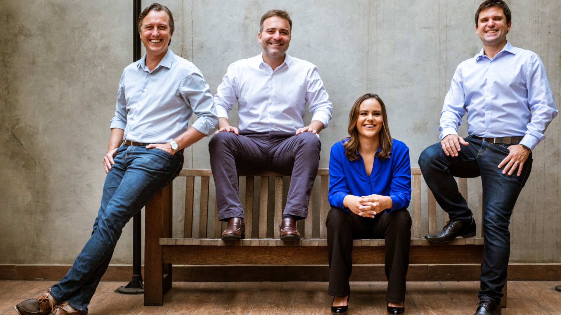 Equipe da Investo: Silvio Torquato Junqueira Filho, CIO e cofundador; Gabriel Lansac, CRO e sócio; Mariana Monteiro de Brito, Analista de Compliance e Risco; e Cauê Mançanares, CEO e cofundador (Divulgação)
