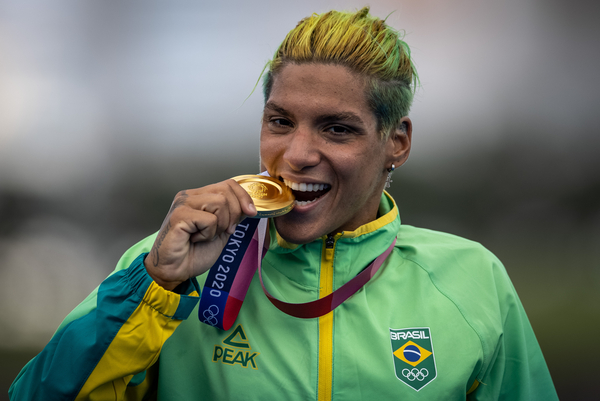 04.08.2021 - Jogos Olímpicos Tóquio 2020 - A atleta Ana Marcela Cunha vencedora da prova de maratonas aquáticas Odaiba Marine Park em Tóquio. Foto: Jonne Roriz/COB