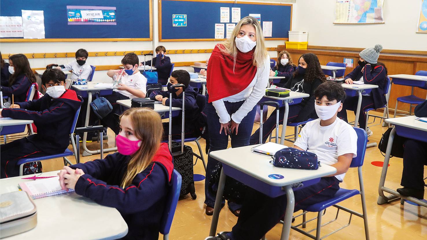 Sala de aula
após a retomada:
esforço para
recuperar o atraso (Alex Silva/Estadão Conteúdo/AE)