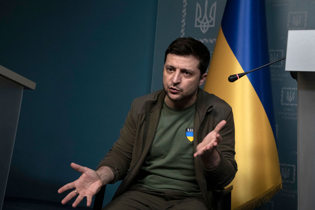 O presidente da Ucrânia, Volodymyr Zelensky,  (Foto de Laurent Van der Stockt para Le Monde/Getty Images)