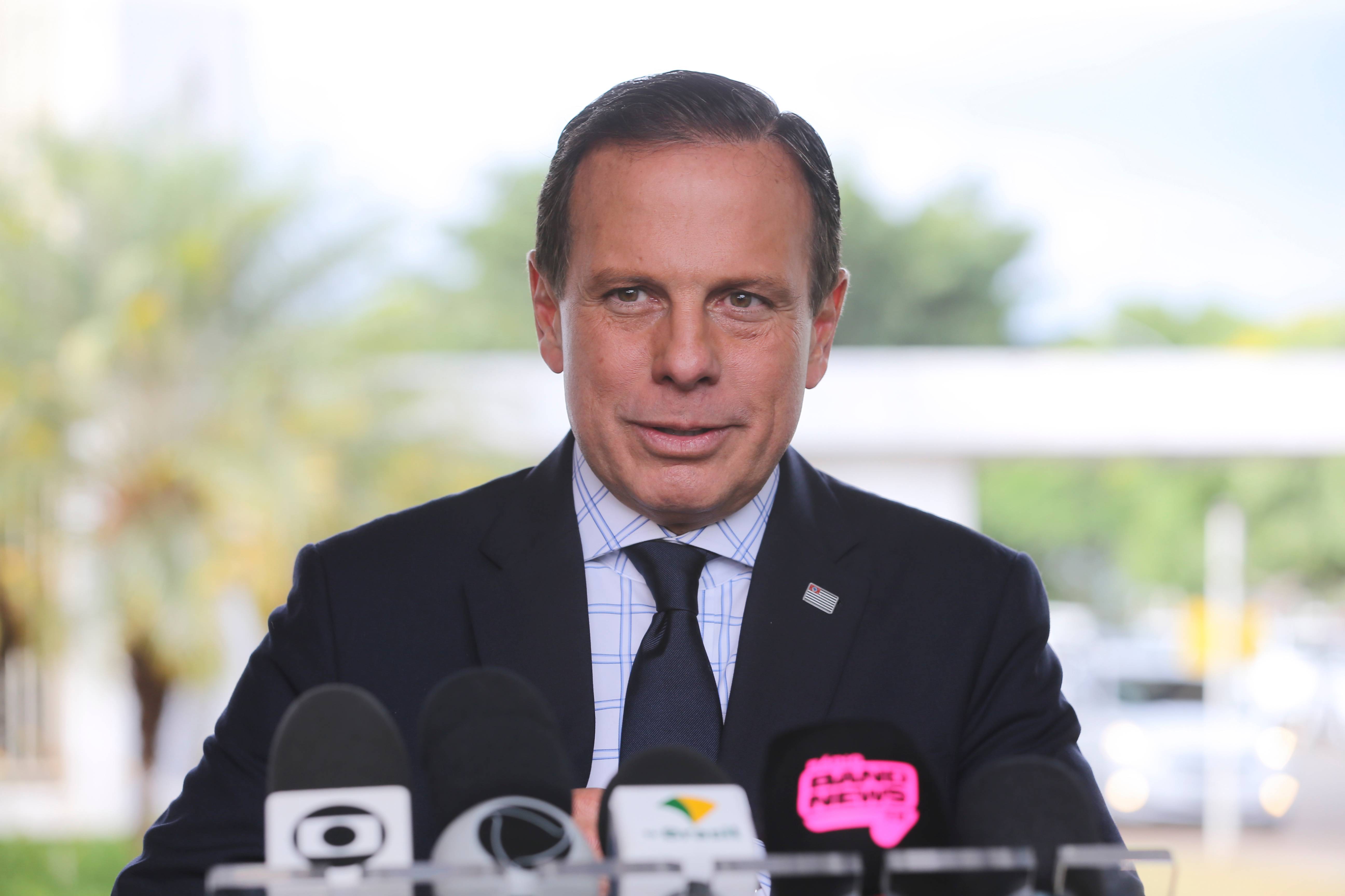 João Doria em entrevsita coletiva do Governador de São Paulo, João Doria, após encontro com o presidente em exercício, General Hamilton Mourão