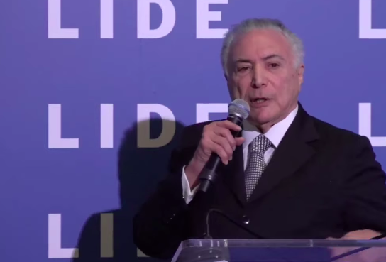 Ex-presidente Michel Temer na abertura de conferência do Lide em Nova York (Reprodução)