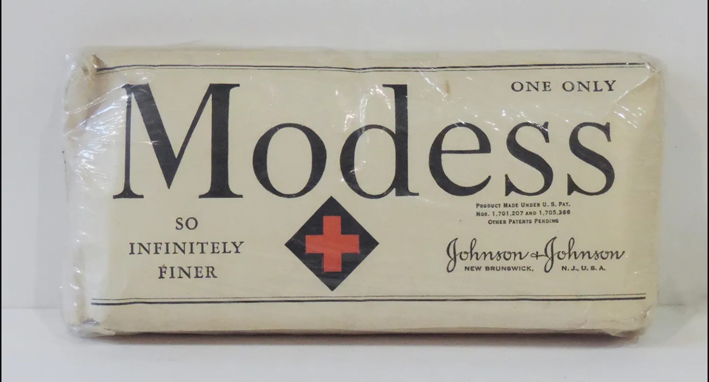 Embalagem antiga do Modess, quando o produto era produzido pela J&J (Foto: Divulgação/J&J)