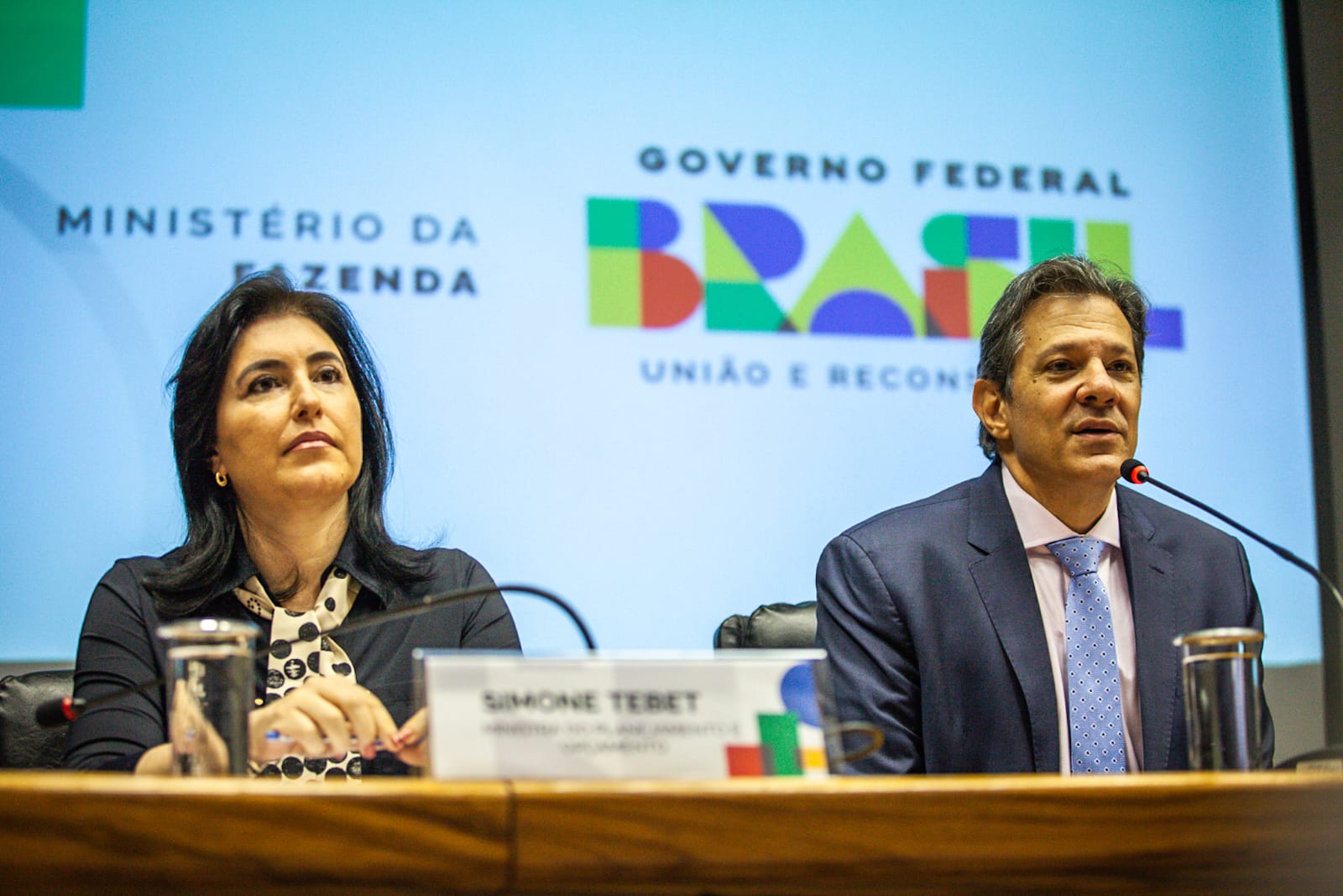 Simone Tebet e Fernando Haddad (Diogo Zacarias / MF)