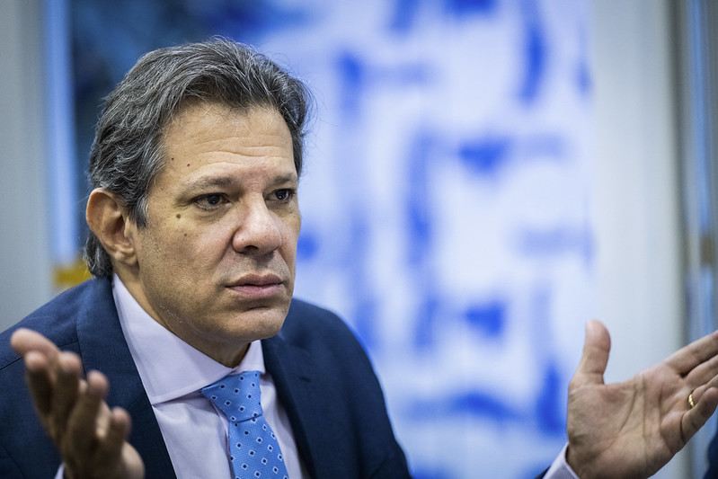 O ministro da Fazenda, Fernando Haddad (PT), durante reunião com líderes partidários do Senado Federal (Foto: Pedro Gontijo/Senado Federal)