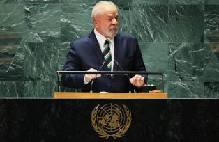 Presidente Lula discursa na abertura da Assembleia Geral da ONU em Nova York (Michael M. Santiago/Getty Images)