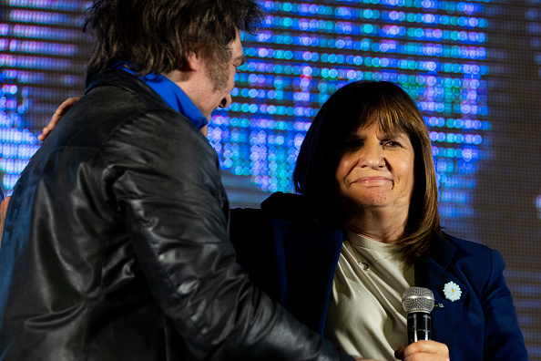 Javier Milei e Patricia Bullrich (Foto: Tomas Cuesta/Getty Images)