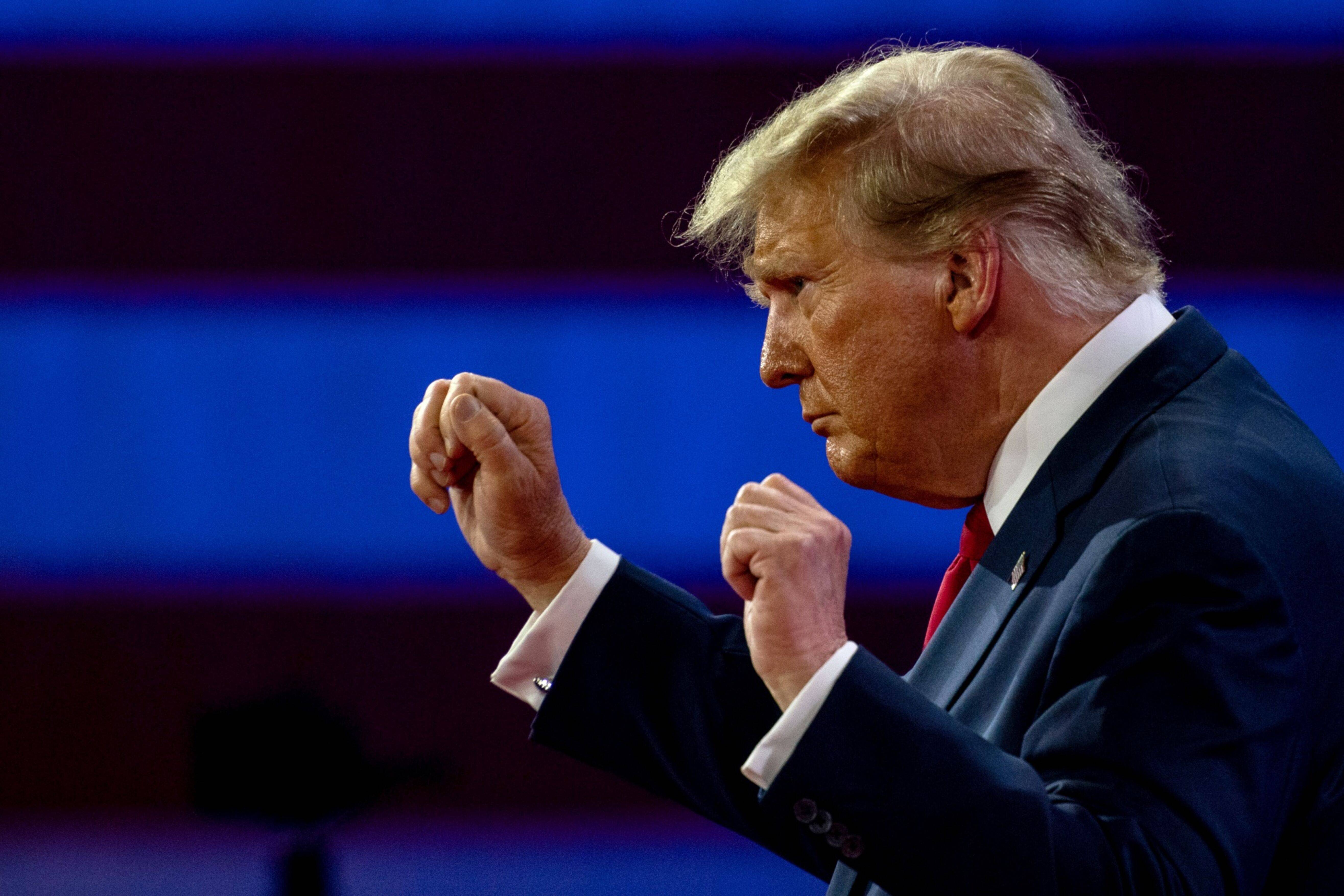 O ex-presidente Donald Trump durante evento em National Harbor, Maryland (Kent Nishimura/Bloomberg)