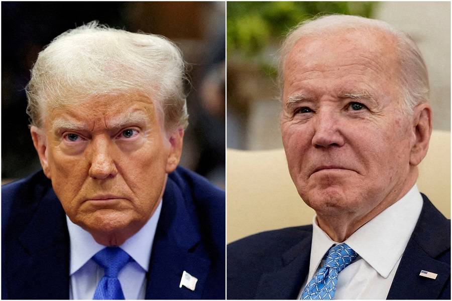 Donald Trump e Joe Biden
 6/11/2023 e 1/3/2024   (Reuters/Brendan McDermid e Elizabeth Frantz)