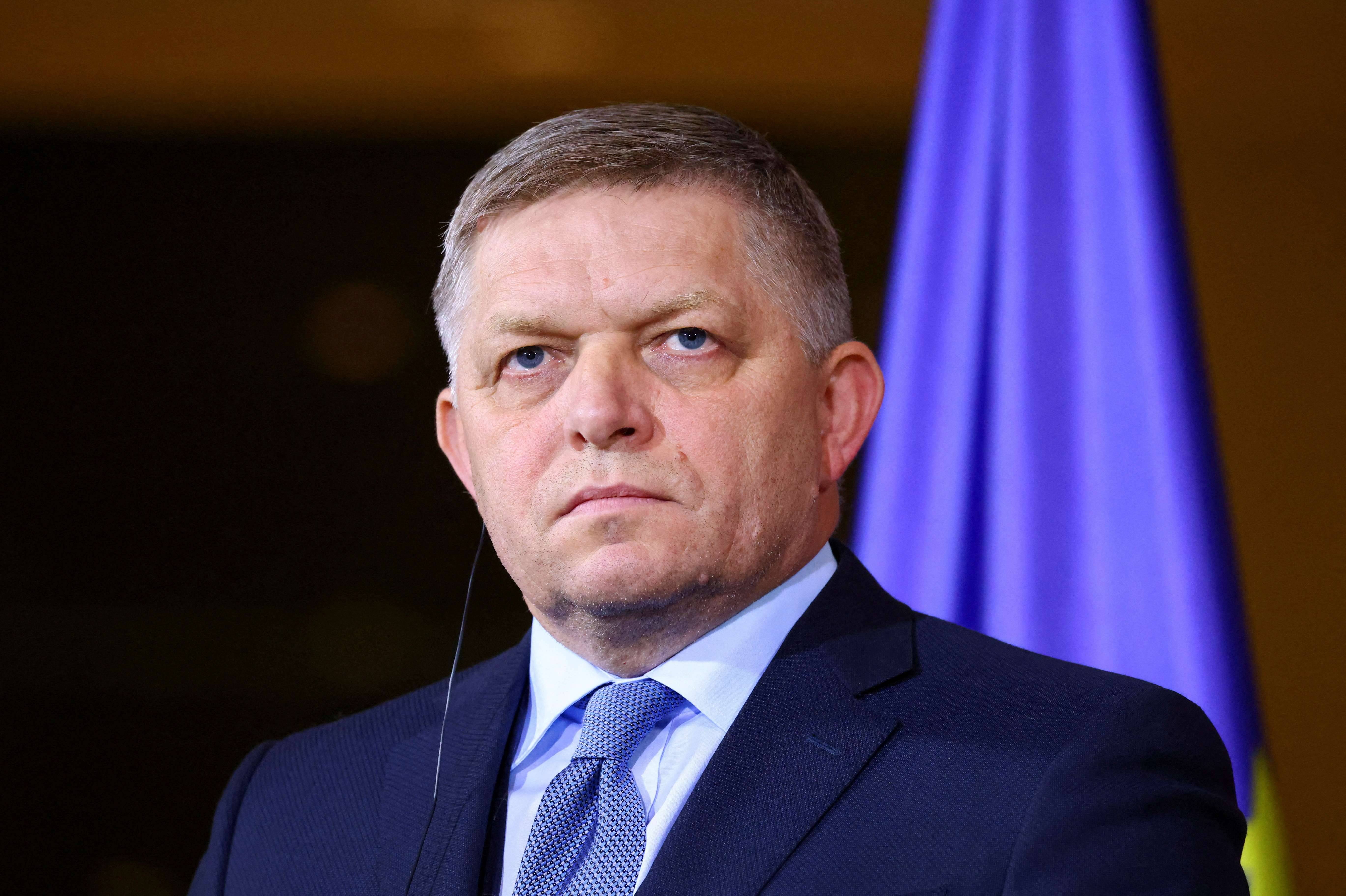 Premiê eslovaco Robert Fico em Berlim 24/1/2024 REUTERS/Nadja Wohlleben