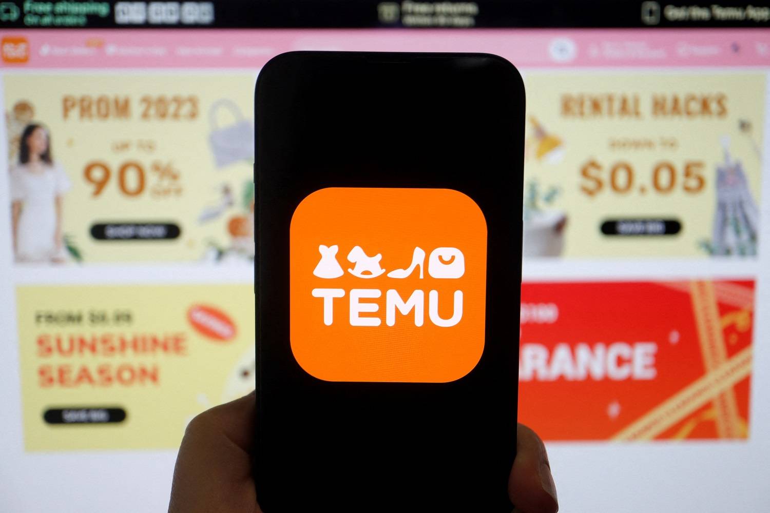 Logo da plataforma de e-commerce Temu 26/04/2023 REUTERS/Florence Lo/Ilustração