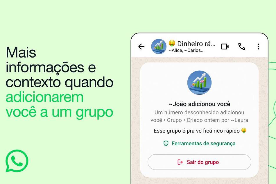 Nova ferramenta de privacidade em grupos do WhatsApp  (Divulgação/WhatsApp)