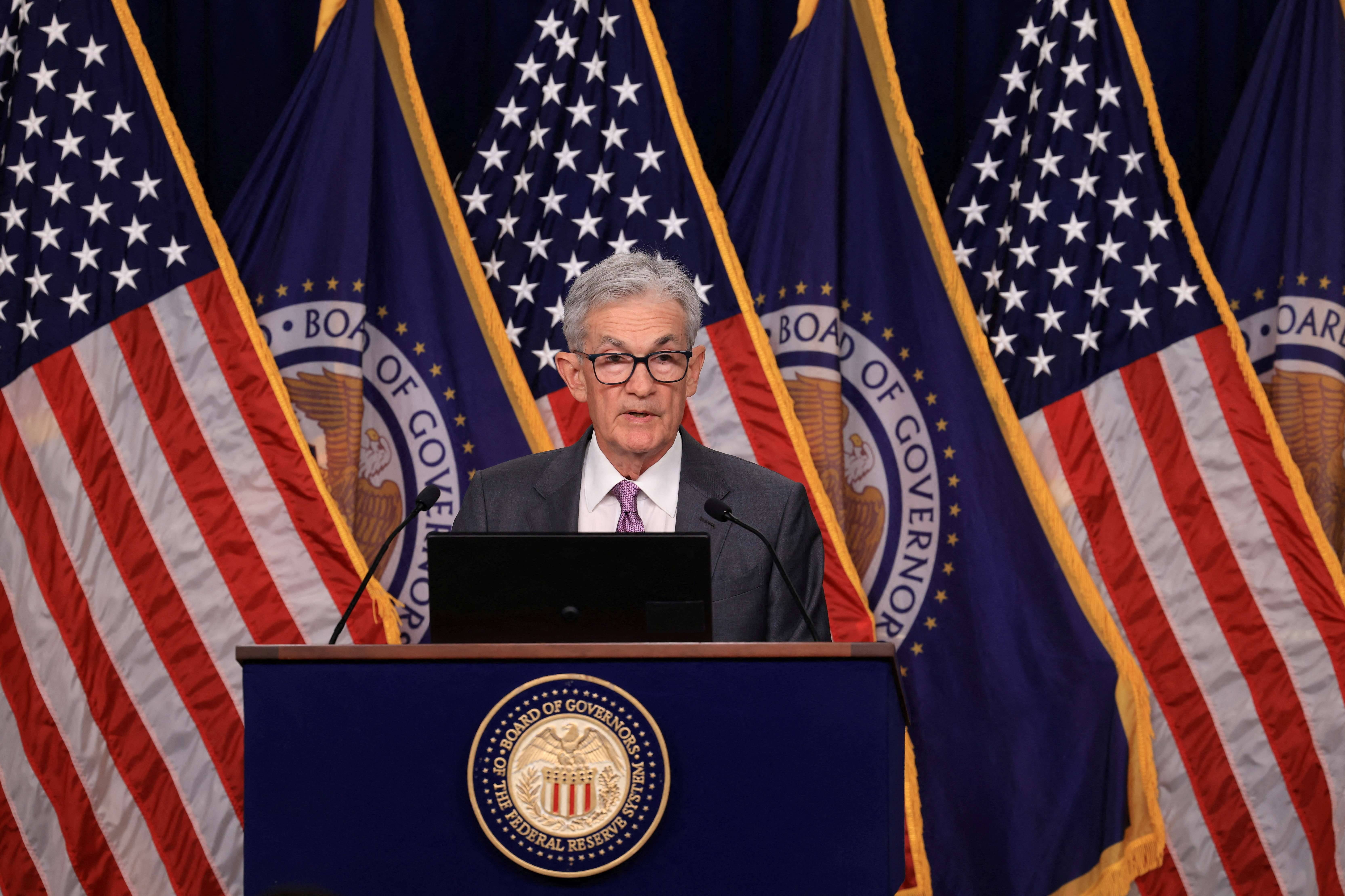 Presidente do Federal Reserve, Jerome Powell, durante entrevista coletiva em Washington - 31/07/2024 (Foto: Kevin Mohatt/Reuters)