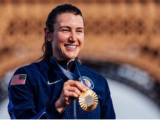 Kristen Faulkner, medalhista de ouro dos EUA no ciclismo de estrada (Reprodução/Instragam)