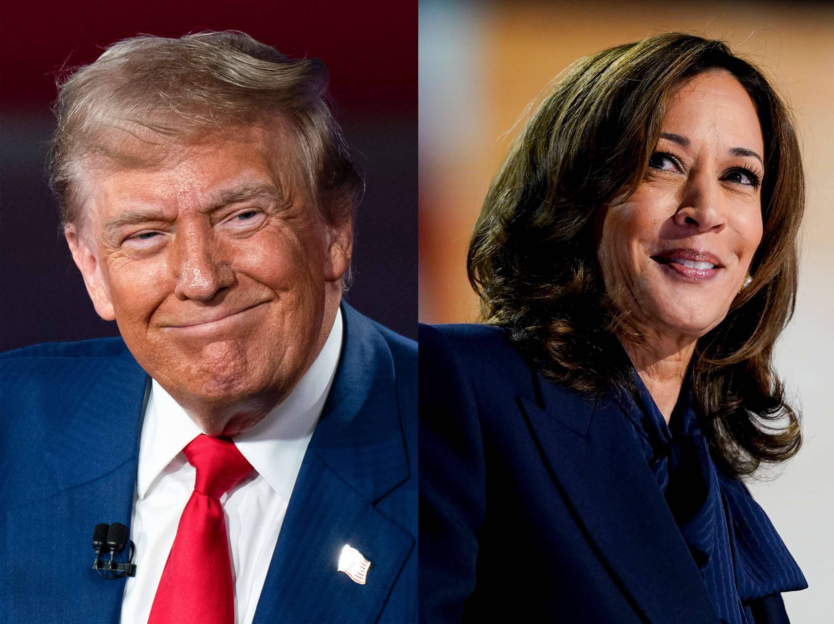 O ex-presidente Donald Trump e a vice-presidente  Kamala Harris (Foto: Al Drago/Bloomberg)