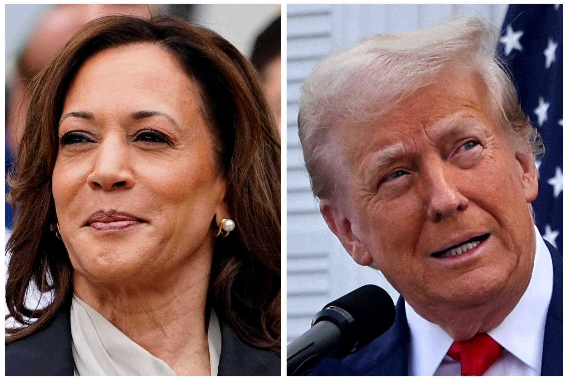 Kamala Harris e Donald Trump (Fotos: Nathan Howard e Jeenah Moon/Reuters)