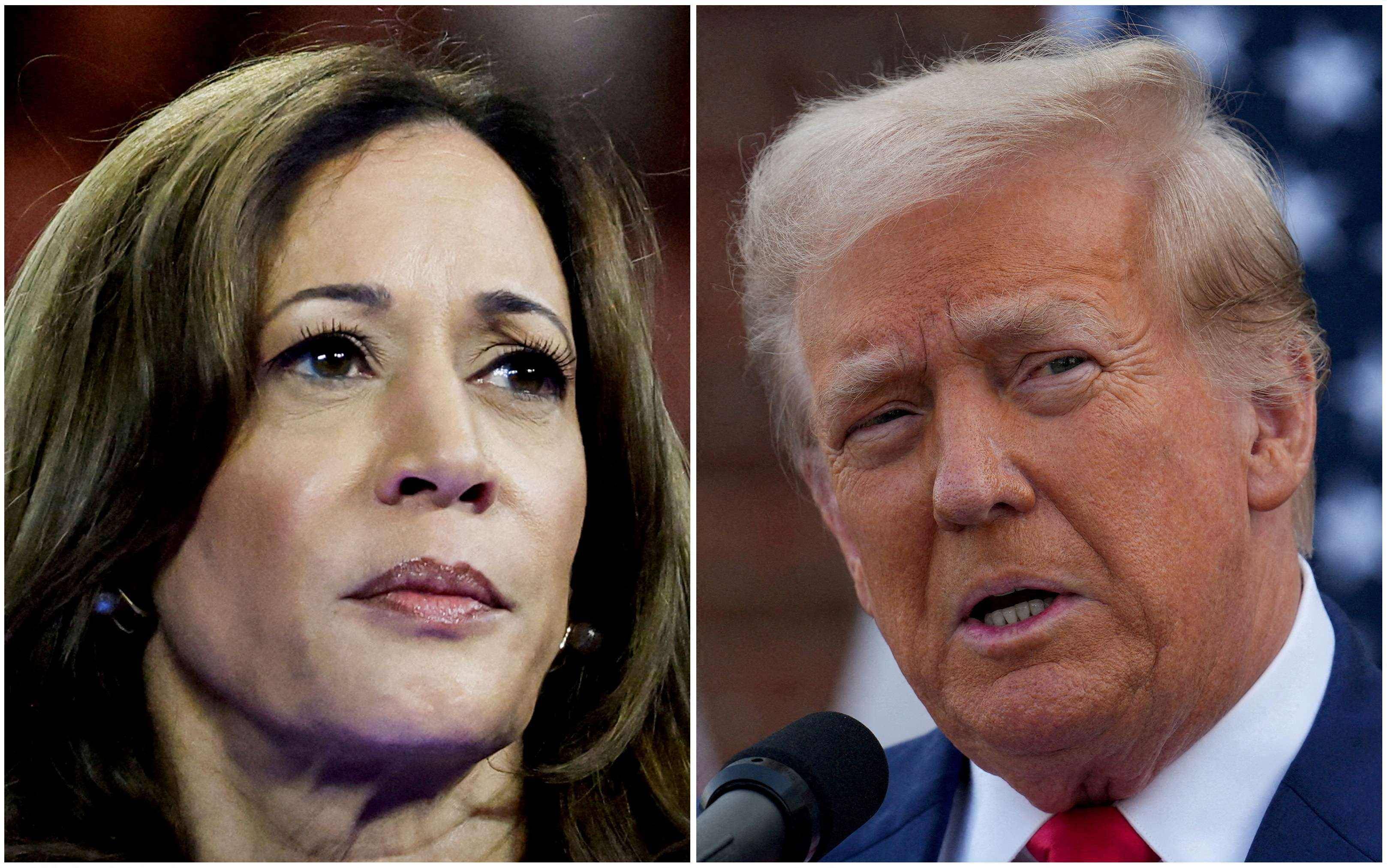 Kamala Harris e Donald Trump (Fotos: Marco Bello e Jeenah Moon/Reuters)