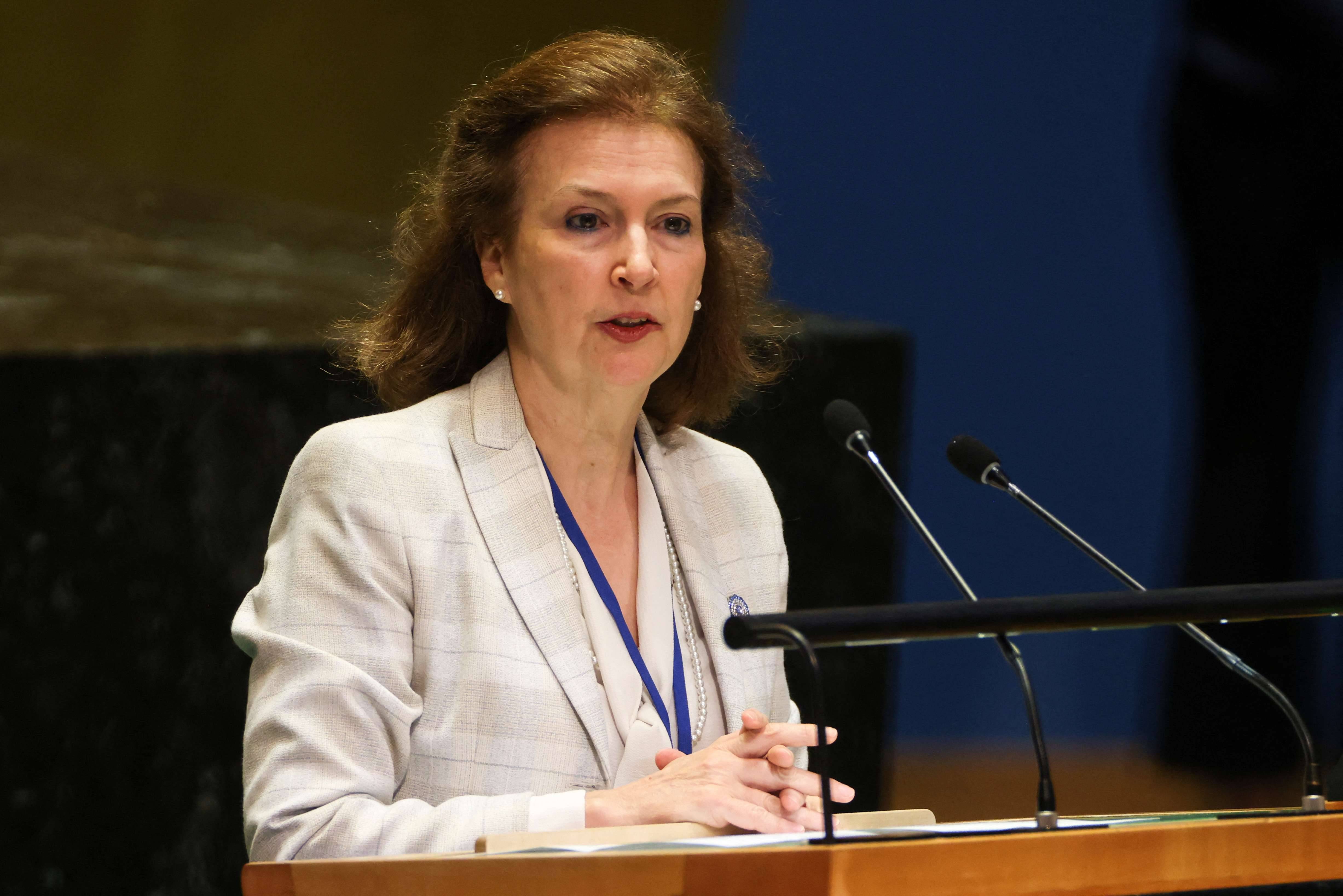 Diana Mondino discursa na ONU - 22/09/2024 (Foto: Caitlin Ochs/Reuters)