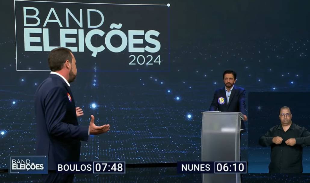 Guilherme Boulos (PSOL) e Ricardo Nunes (MDB) em debate (Foto: Reprodução/YouTube)