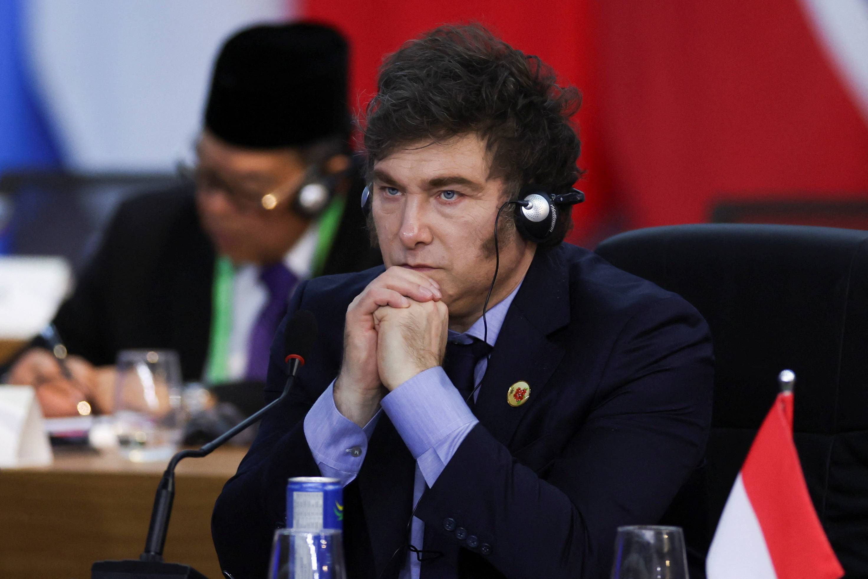 O presidente da Argentina, Javier Milei, participa da cúpula do G20 no Museu de Arte Moderna no Rio de Janeiro, Brasil, em 18 de novembro de 2024. REUTERS/Pilar Olivares