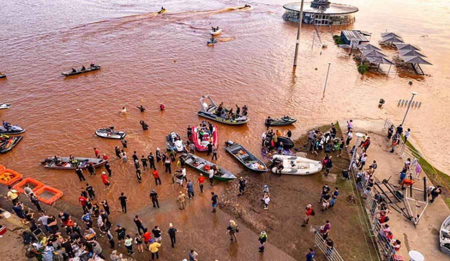 Enchentes atingiram duramente o Rio Grande do Sul (Foto: Gustavo Mansur/Palácio Piratini)