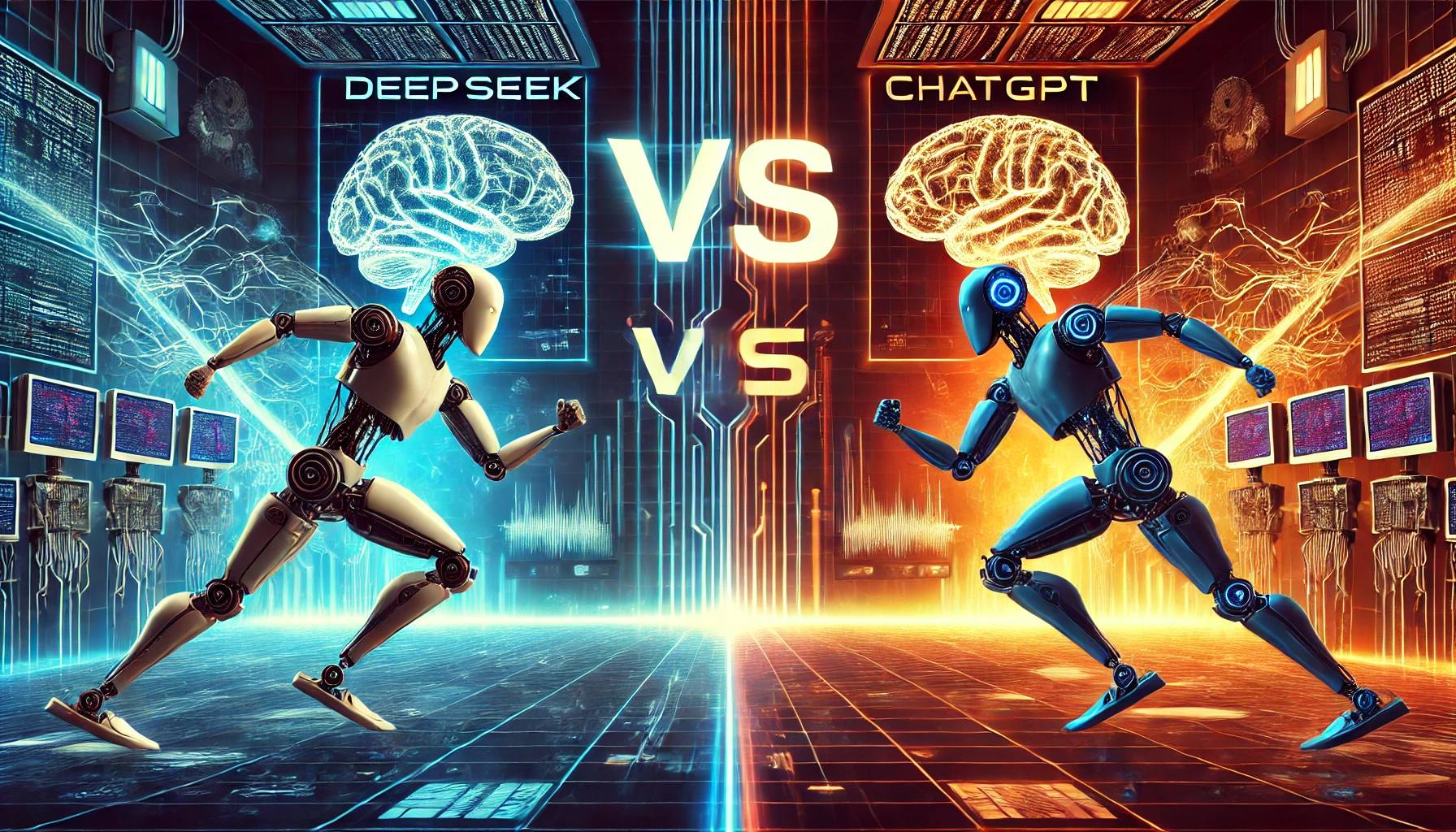 DeepSeek versus ChatGPT: Imagem criada pelo ChatGPT