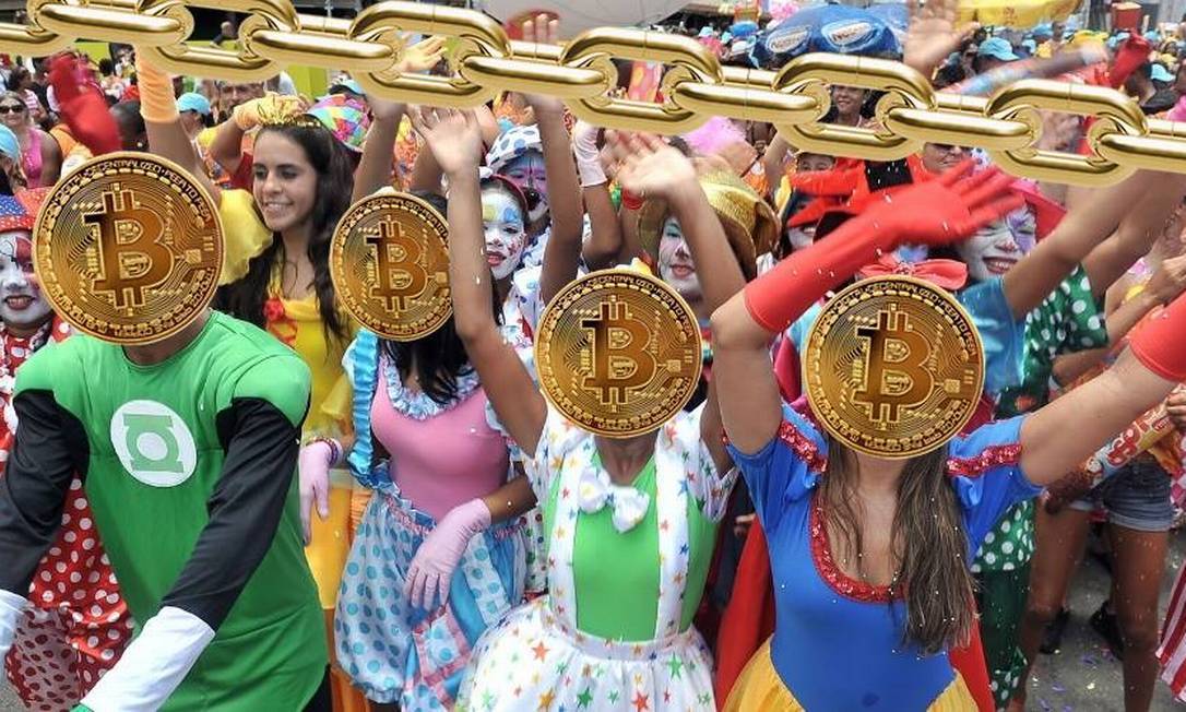 Bloco de carnaval de 2018, chamado Bloco Chain, em homenagem ao Bitcoin.
(Foto: Reprodução/ Facebook)