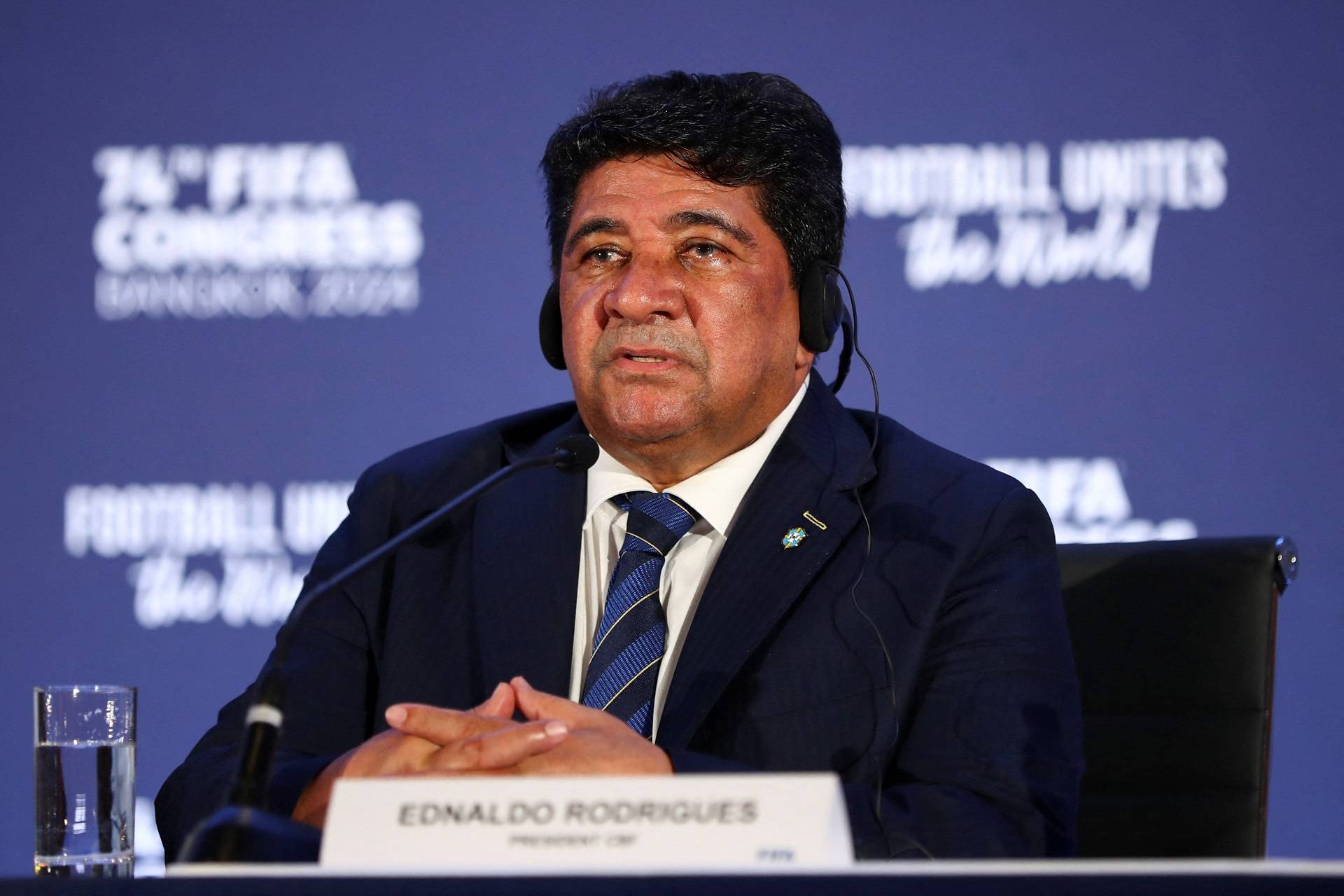 Presidente da CBF, Ednaldo Rodrigues, durante Congresso da Fifa em Bangcoc, na Tailândia
17/05/2024 REUTERS/Chalinee Thirasupa