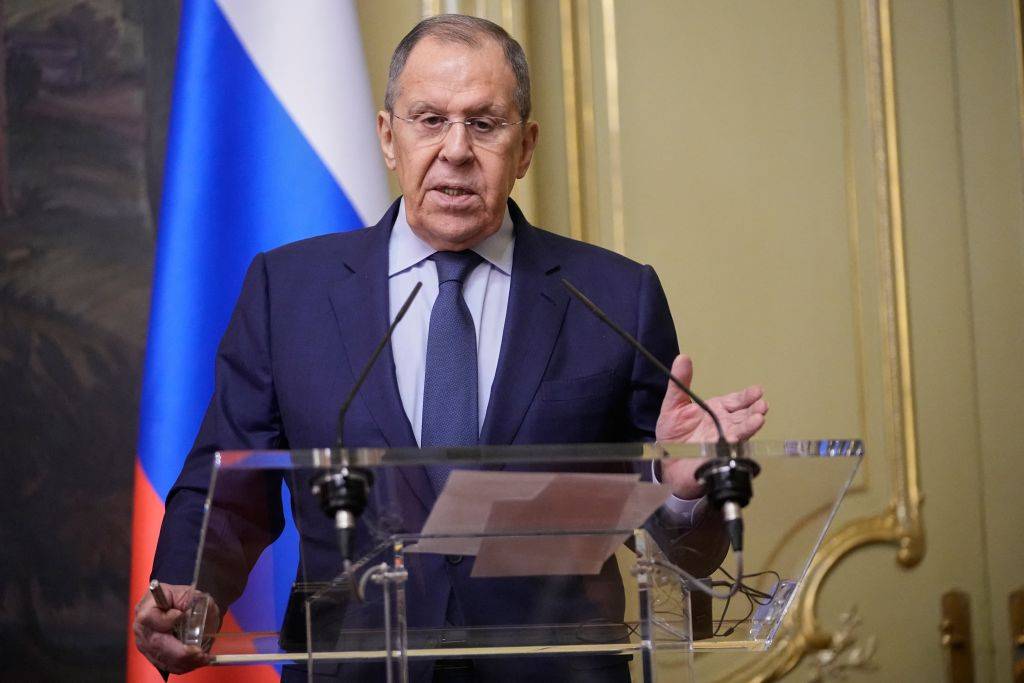 Sergei Lavrov em Moscou no dia 6 de março / Fotógrafo: Pavel Bednyako/AFP/Getty Images