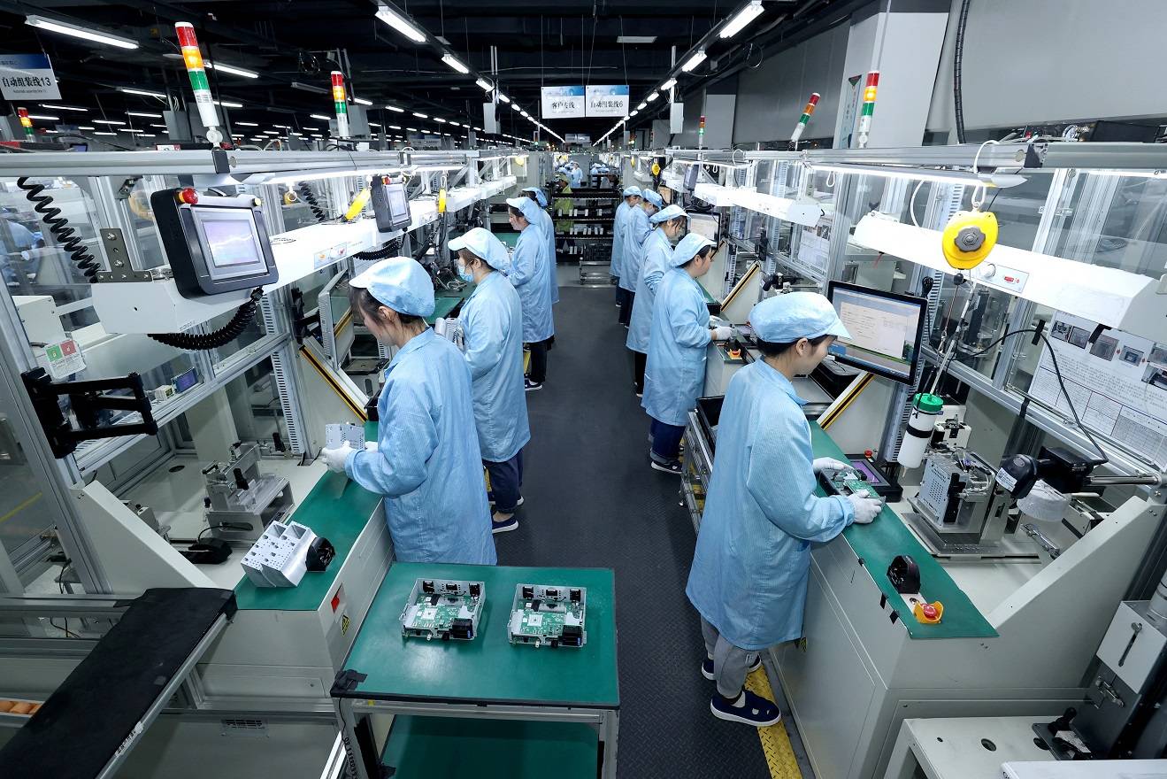 Linha de produção em Suqian, na China - 
09/04/2025 (Foto: China Daily via REUTERS)