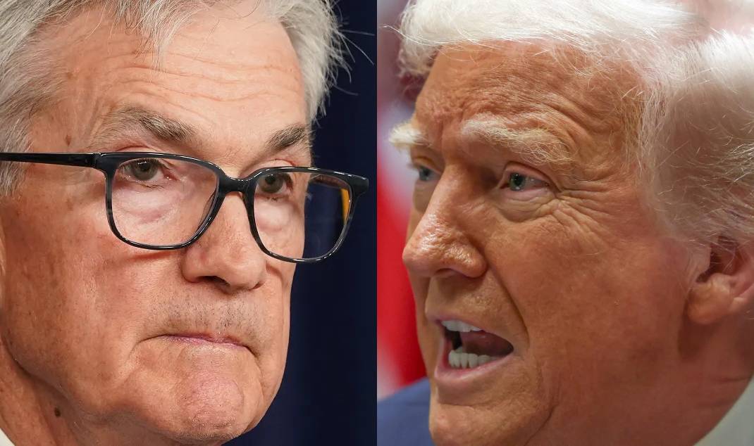 Jerome Powell e Donald Trump (Foto: REUTERS/Kevin Lamarque e Evelyn Hockstein)