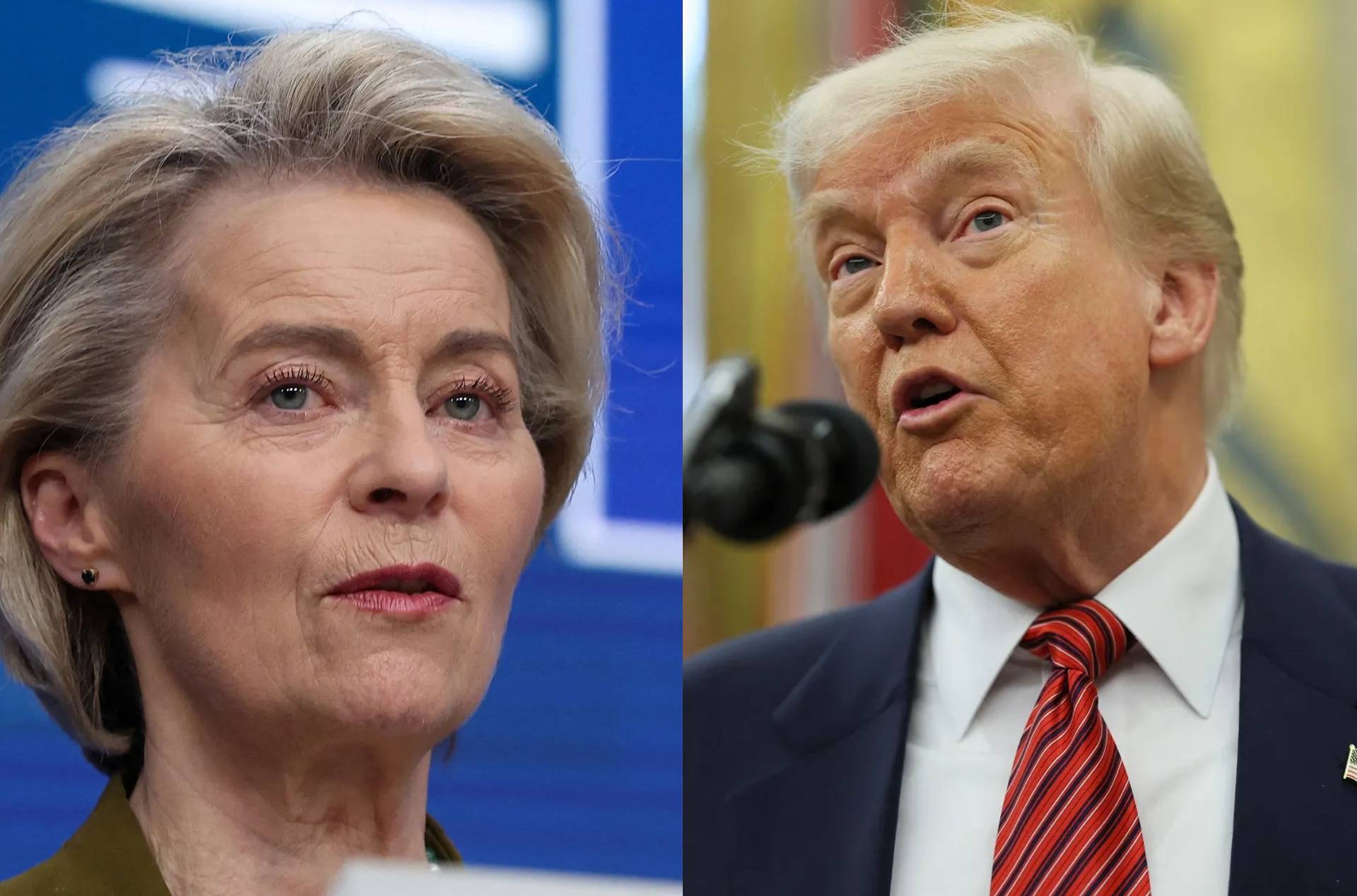 Ursula Von der Leyen e Donald Trump (Foto: REUTERS/Yves Herman e Leah Millis/REUTERS)
