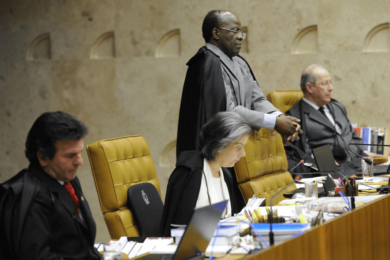  Luiz Fux, Cármen Lúcia, Joaquim Barbosa e Celso de Mello durante julgamento do Mensalão (Foto: Fabio Rodrigues Pozzebom/ABr)
