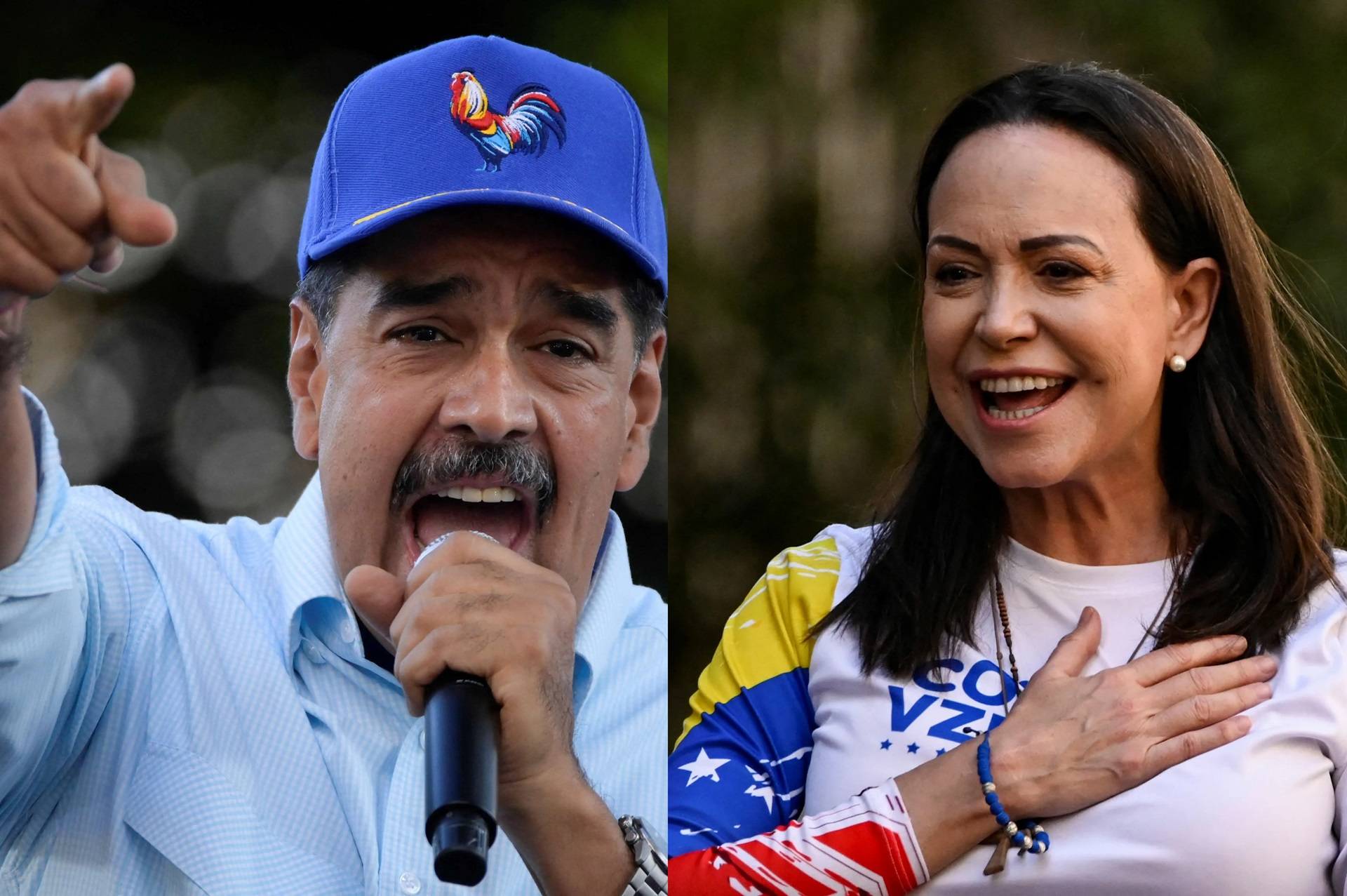 Nicolás Maduro e María Corina Machado (Foto: REUTERS/Maxwell Briceno e Maxwell Briceno)