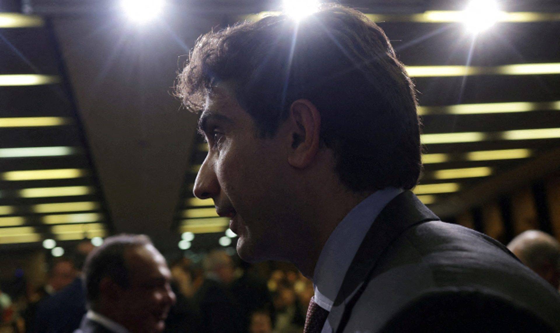 Gabriel Galípolo, presidente do Banco Central do Brasil, reage durante a cerimônia de comemoração do 60º aniversário da instituição, em Brasília, Brasil, em 2 de abril de 2025. REUTERS/Ueslei Marcelino/Foto de arquivo