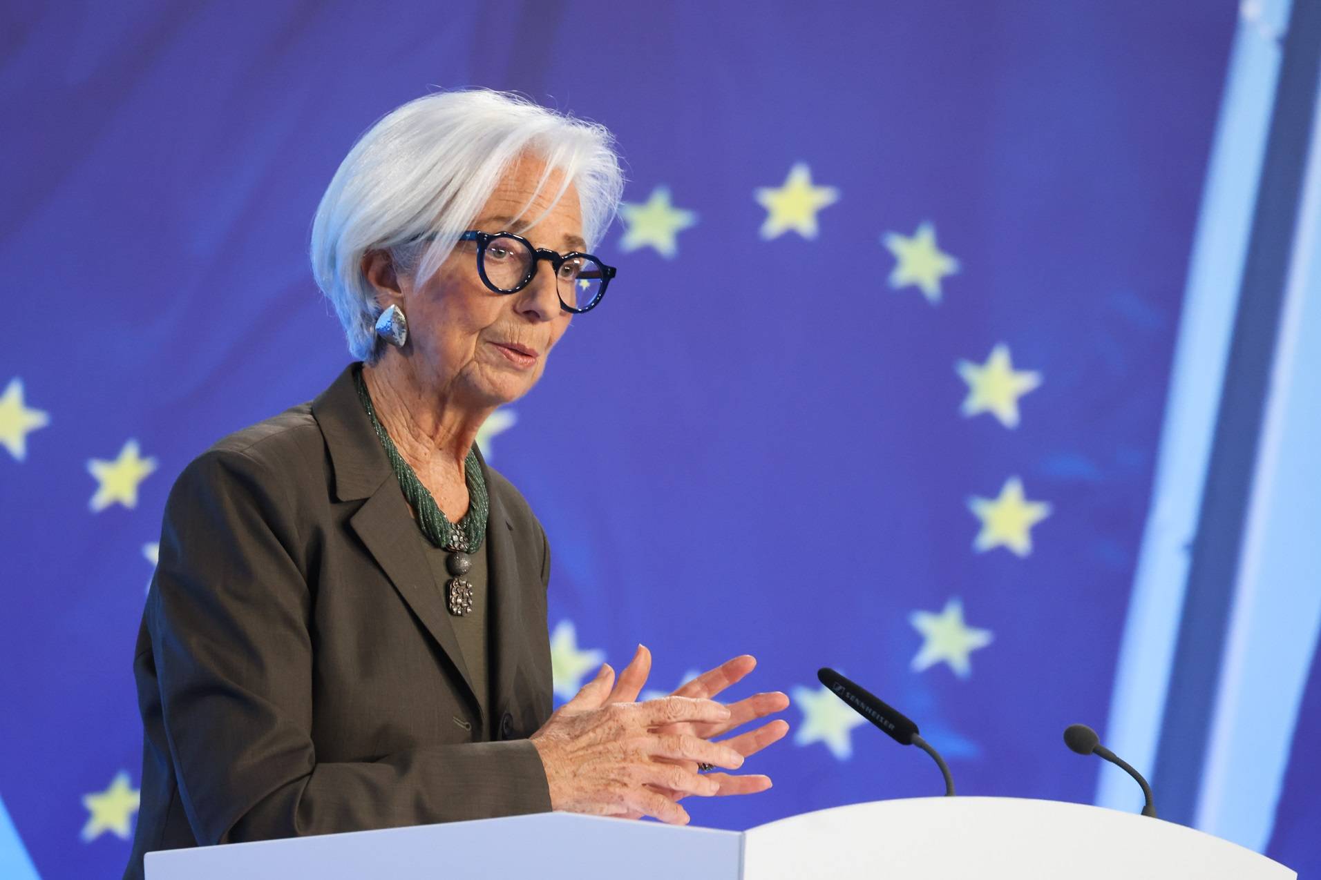 Christine Lagarde, presidente do Banco Central Europeu (BCE), durante coletiva sobre a decisão de juros em Frankfurt, Alemanha, na quinta-feira, 5 de fevereiro de 2026 (Bloomberg)