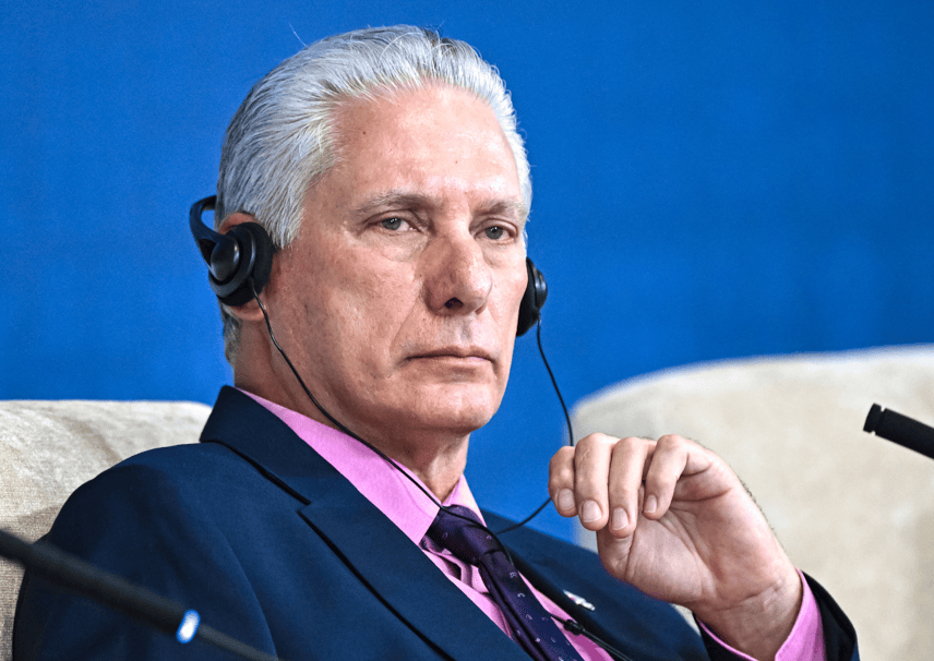 Presidente de Cuba, Miguel Díaz-Canel, durante fórum econômico em Minsk, em Belarus 26/06/2025 Sputnik/Sergey Bobylev/Pool via REUTERS

