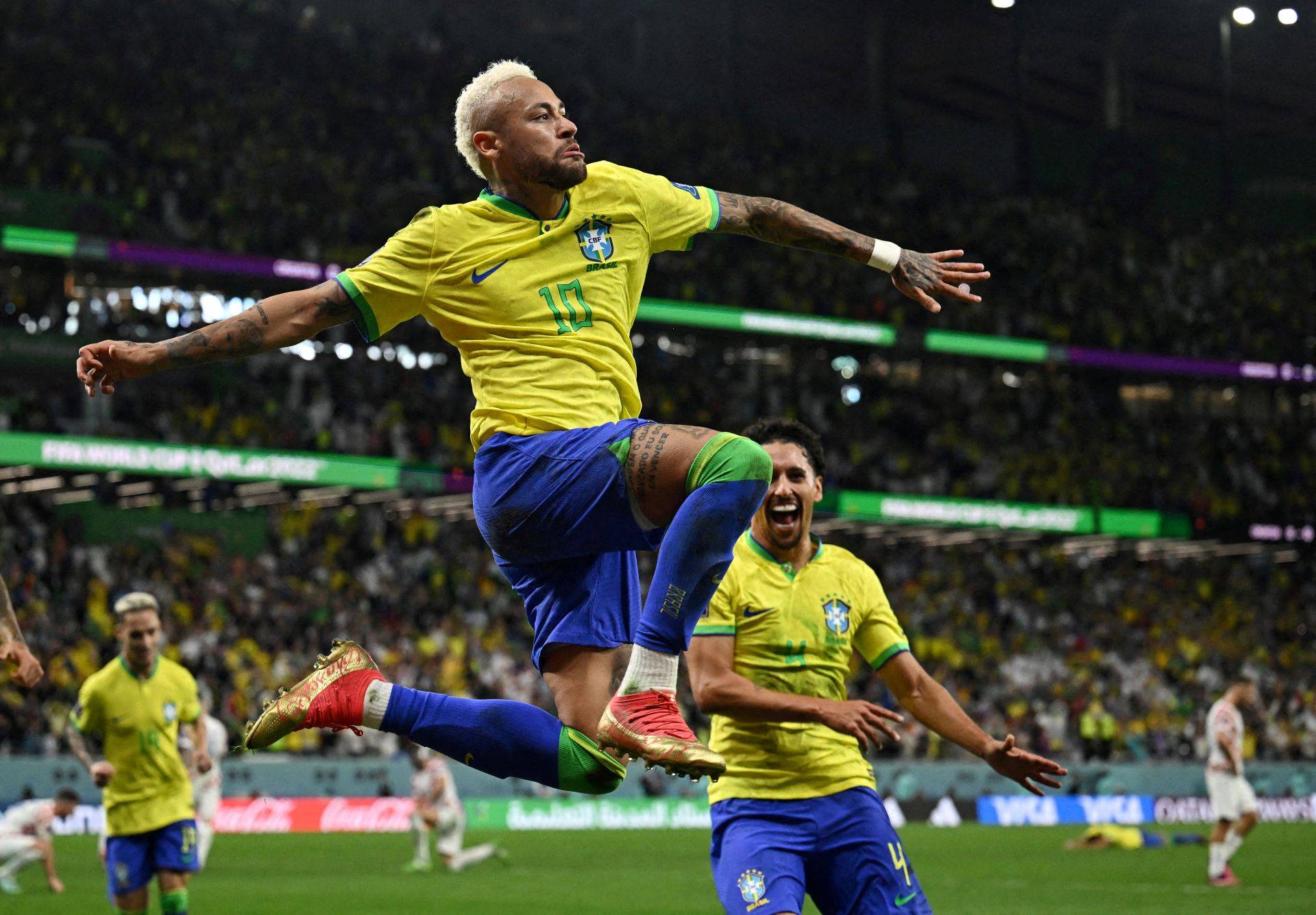 Neymar comemora gol do Brasil contra a Croácia em 2022 - 09/12/2022 (Foto: REUTERS/Dylan Martinez)

